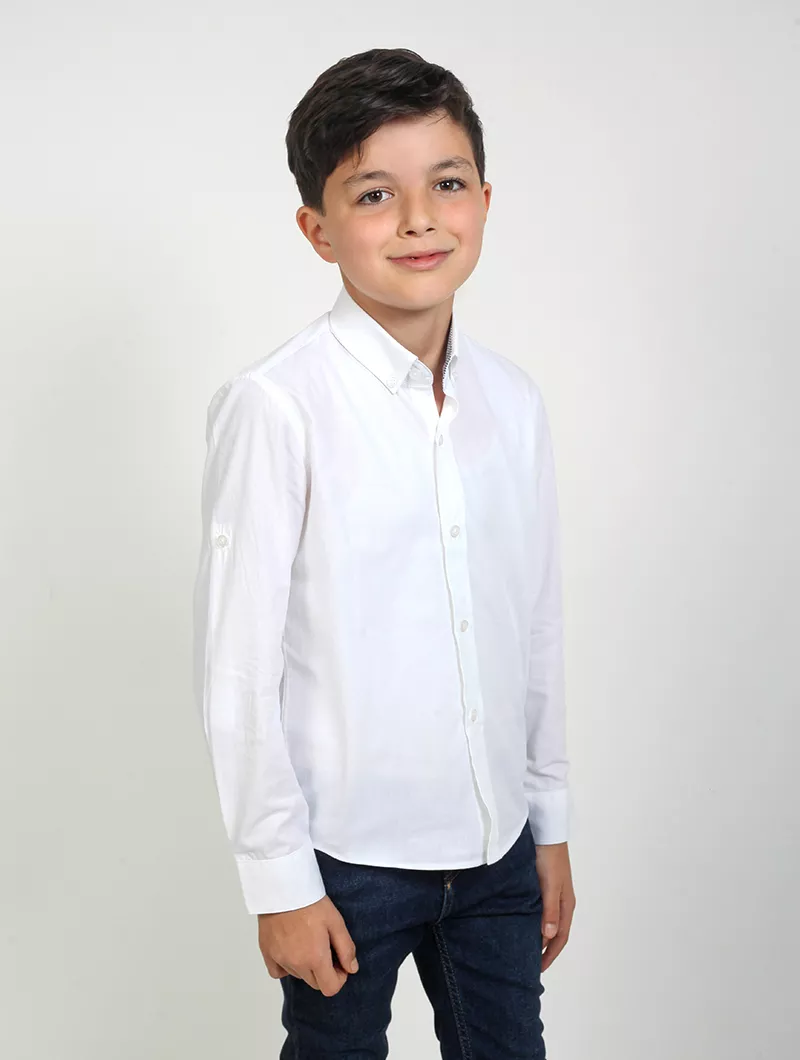 Chemise unie manches longues garçon